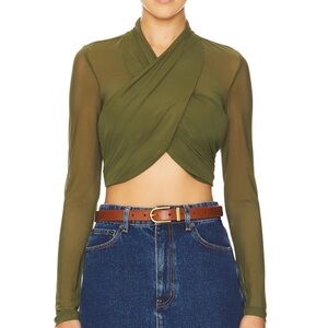 Bardot Aliyah Long Sleeve Wrap Top Large